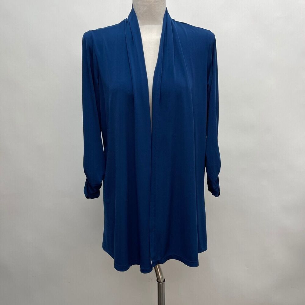 Susan Graver Women's Open Front Cardigan Top Small Teal‎ Blue